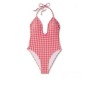 Wild Fable Red Gingham Print One Piece Swimsuit New swimwear pool side American